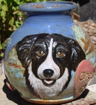 border collie portrait pet urn
