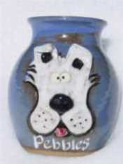 white cartoon dog ceramic urn