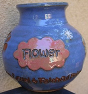 flower name badge on ceramic pet urn