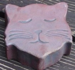 stained cat kitty box pet urn