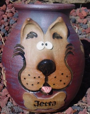 clay cartoon dog urn