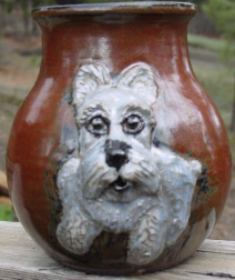 schnauzer scuplted urn