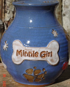 ceramic pet urn blue bone