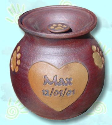 cat pet urn stained not glazed